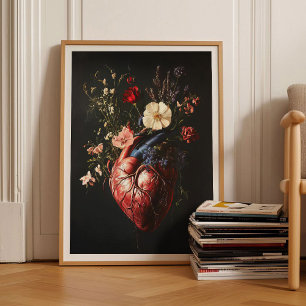 Peinture de cœur humain Impression de cœur Floral