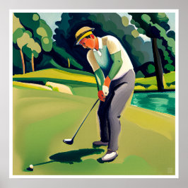 Peinture de Golfer - Impression d'art