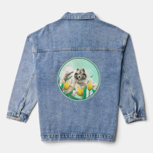 Peinture de Keeshond dans les tulipes, Art origina