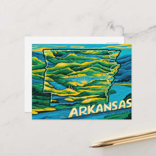 Peinture de la carte d'état de l'Arkansas (Devant/Arrière en situation)