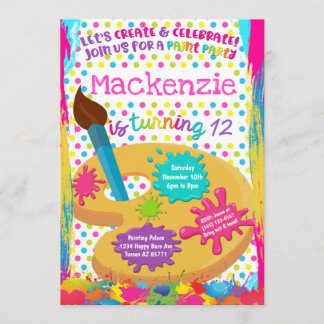 Peinture de la fête de peinture Invitations d'anni