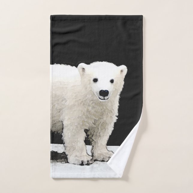 Peinture de l'ours polaire - Art original de la fa (Serviette à main)