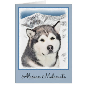 Peinture de malamut en Alaska - jolie art original
