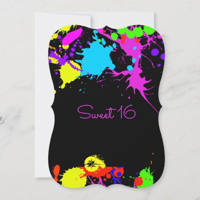 Peinture de néon, Sweet sixteen, Invitation Bat mi (Devant)