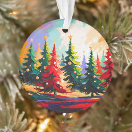 Peinture de paysage d'arbres de Noël en acrylique