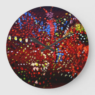 Peinture de points abstraits Horloge murale ronde 