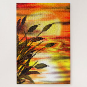 Peinture de puzzle du lac Sunset