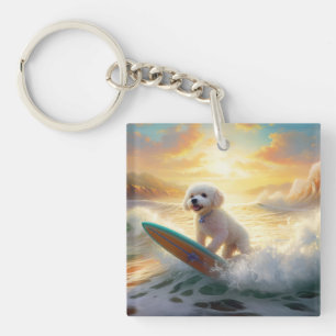 Peinture de surf de plage de Bichon frisé