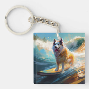 Peinture de surf de plage de Malamute d'Alaska