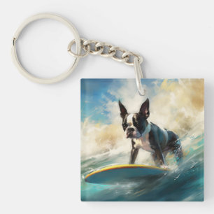 Peinture de surf de plage de Terrier de Boston
