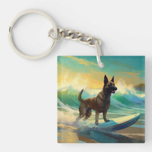 Peinture de Surf sur Plage avec Malinois Belge