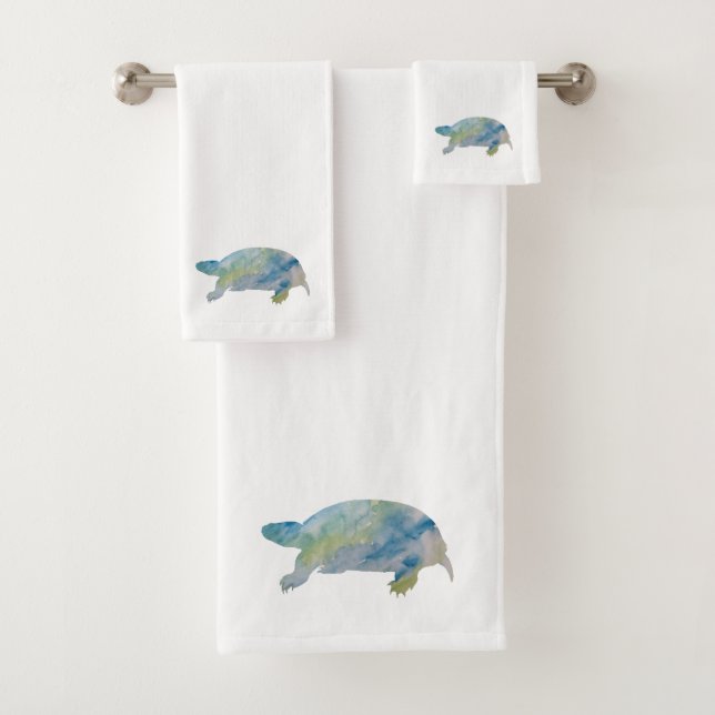 Peinture de tortue Aquarelle Serviette (En situation)