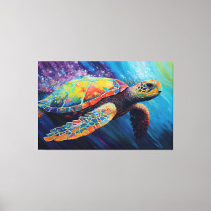 Peinture de tortue marine à l'aquarelle sur toile
