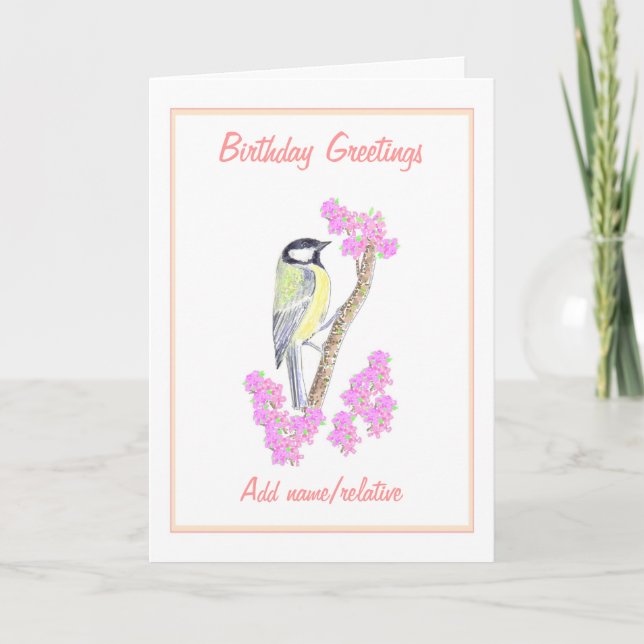 Peinture d'oiseaux, Carte d'anniversaire, ajouter  (Devant)