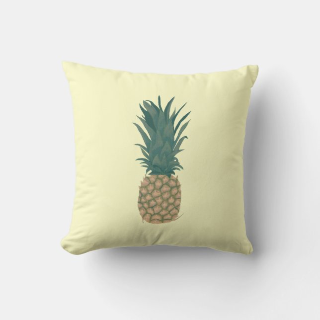Peinture d'un ananas frais, coussins tropicaux (Recto)