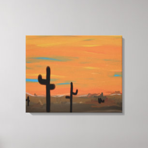 Peinture en toile enveloppée de ciel orange et de