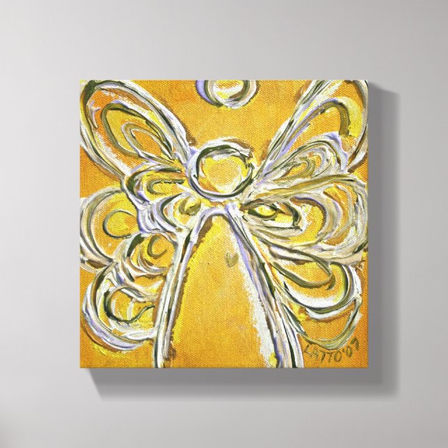 Peinture en toile enveloppée de l'Ange Gardien Jau (Recto)