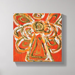 Peinture en toile orangée de l'Ange Gardien