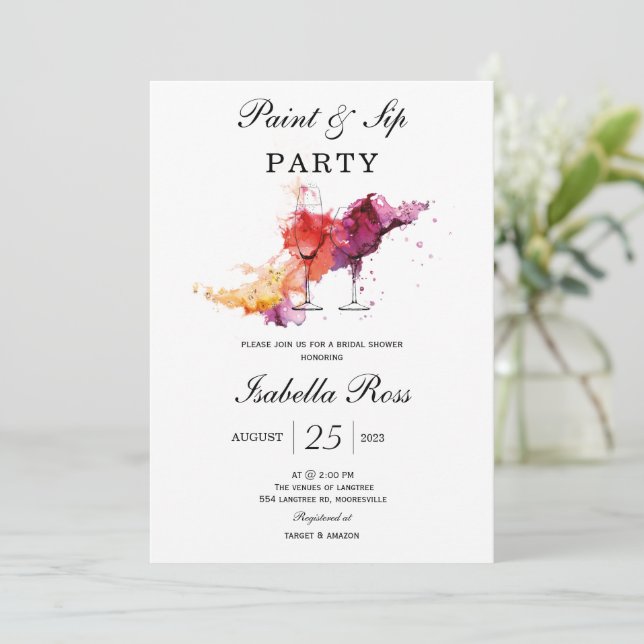 Peinture et Sip Invitation de la douche nuptiale (Debout devant)