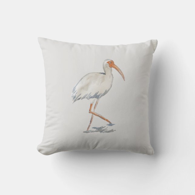 Peinture Ibis Tropicale blanche Coussin neutre (Recto)