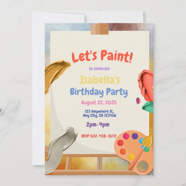 Peinture Invitation fête d'anniversaire (Devant)