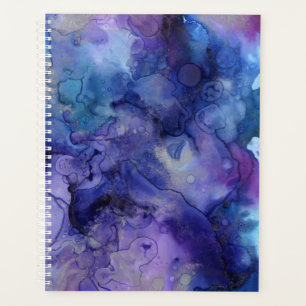 Peinture marbrée bleu et violet à l'aquarelle liqu