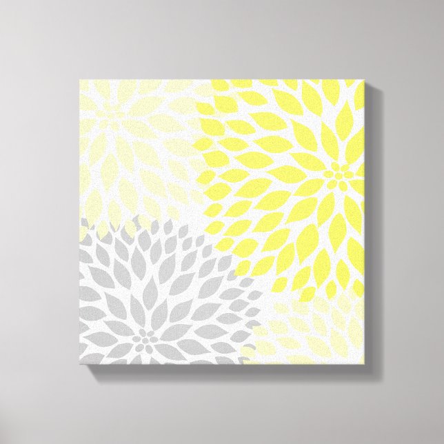 Peinture murale en toile Carré jaune et gris (Recto)