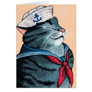 Peinture nautique de chat tigré de chat de marin
