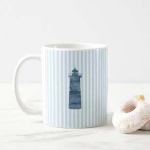 Peinture nautique phare Bleu Bande d'Art Mug