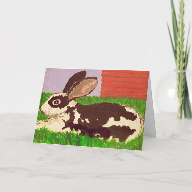 Peinture noire et blanche de lapin sur la carte de (Devant)