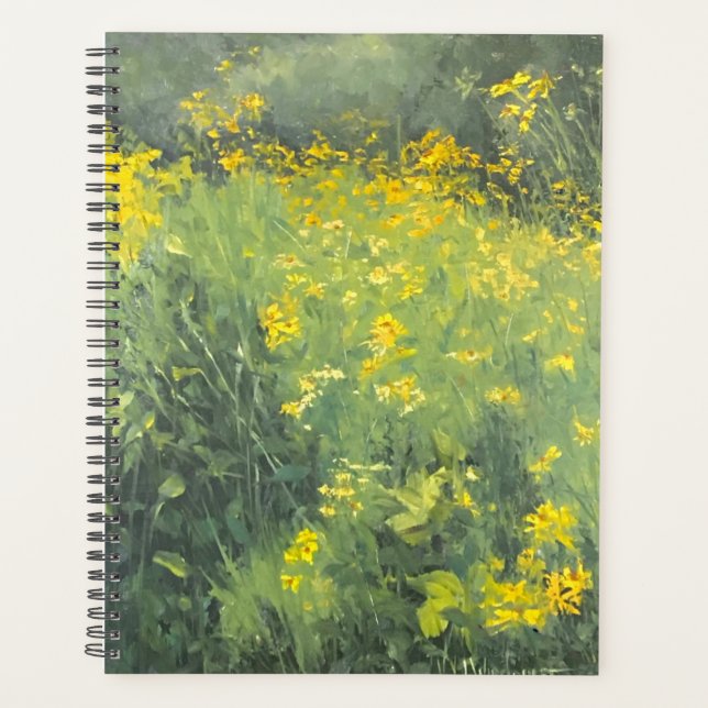 Peinture originale à l'huile de Fleur sauvage jaun (Devant)