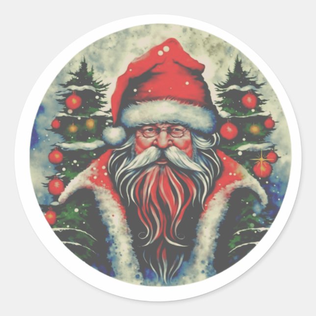 Peinture père Noël avec Sticker pour arbres de Noë (Devant)