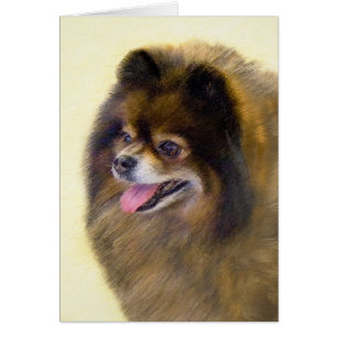 Peinture Poméranienne Noir et Tan Art Chien origin
