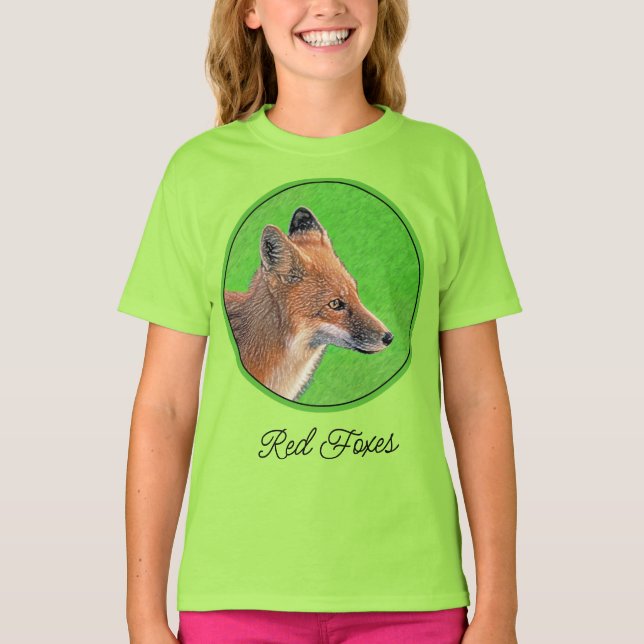 Peinture Renard Rouge - T-shirt Art faunique origi (Devant)