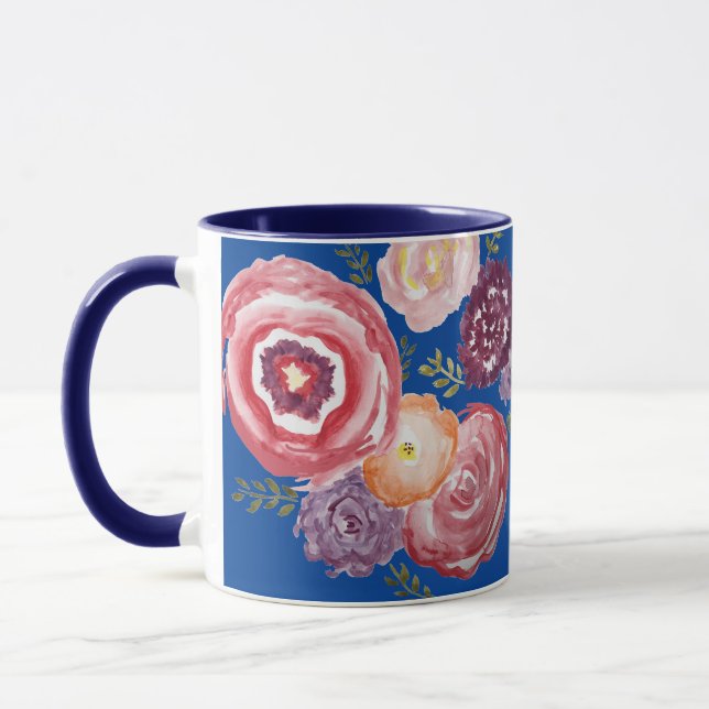 Peinture rose Fleur Bouquet de café Mug (Gauche)