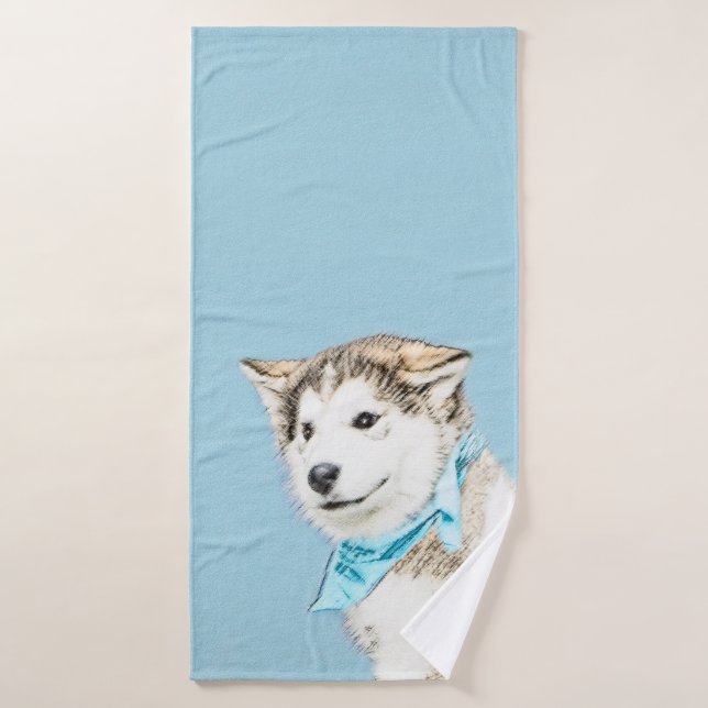 Peinture Sibérienne Husky Puppy - Art Chien origin (Serviette de bain)