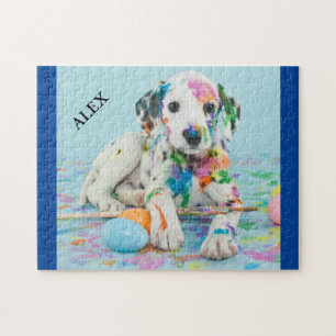 PEINTURE SPLATÉRÉ PUZZLE DALMATIQUE PUPPY. JIGSAW 