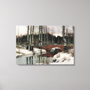 Peinture sur toile de la scène hivernale de la for