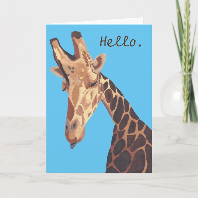 Peinture Tête de Giraffe Bonjour Cartes de voeux (Devant)
