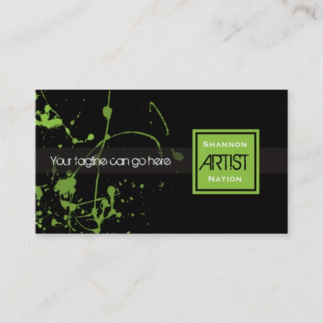 Peinture verte et noire Carte de visite urbain (Devant)