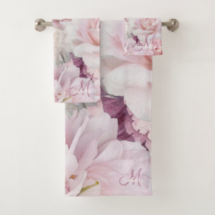 Peinture Vintage de jardin botanique rose monogram