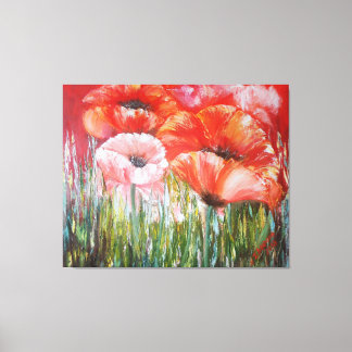 Peintures à l'huile de pavots rouges sur toile