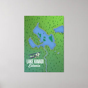 Peipussee Estland und Russland Seekarte Leinwand P