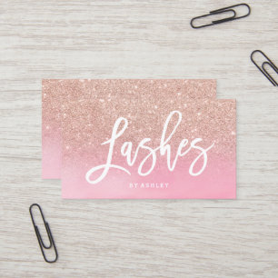 Peitschenskript-RosengoldGlitter-Rosa Watercolor Visitenkarte