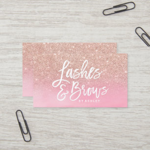 Peitscht Brauen-RosengoldGlitter-Rosa Watercolor Visitenkarte