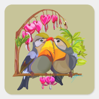 Pekin Robin Bird Pair Quadratischer Aufkleber