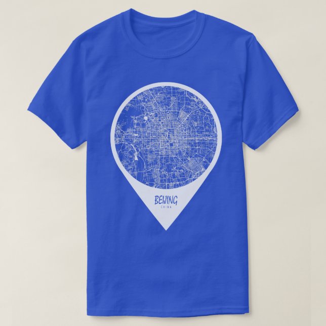 Peking China City Map Button T-Shirt (Design vorne)