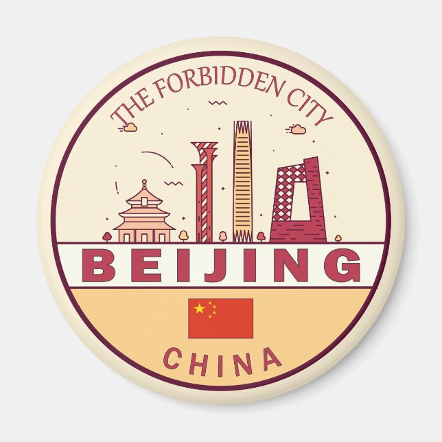 Peking China City Skyline Emblem Magnet (Vorne)