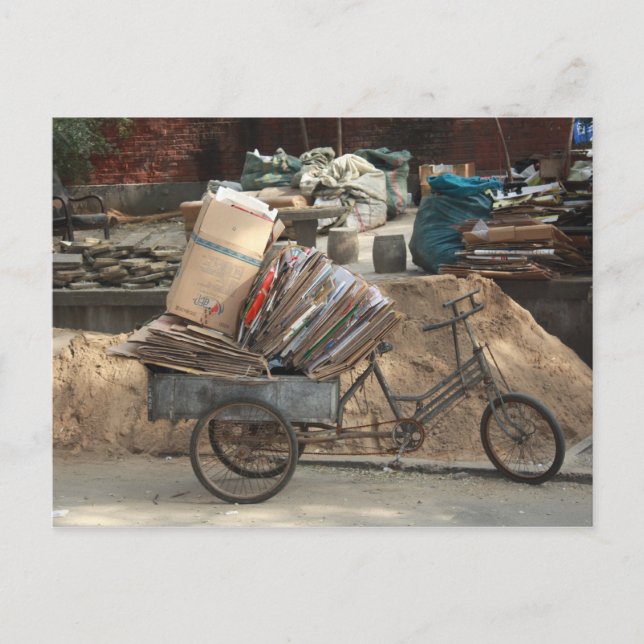 Peking China Fahrrad Postkarte (Vorderseite)