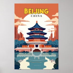 Peking China Reisen Kunst Vintag Poster